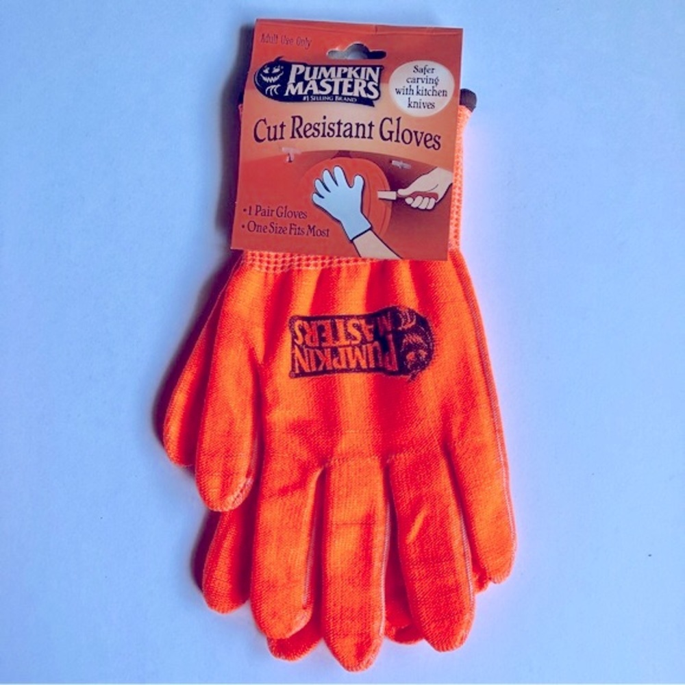 NEW PUMPKIN MASTERS Cut Resistant Gloves Pumpkin Carving Orange 1 Pair UNISEX